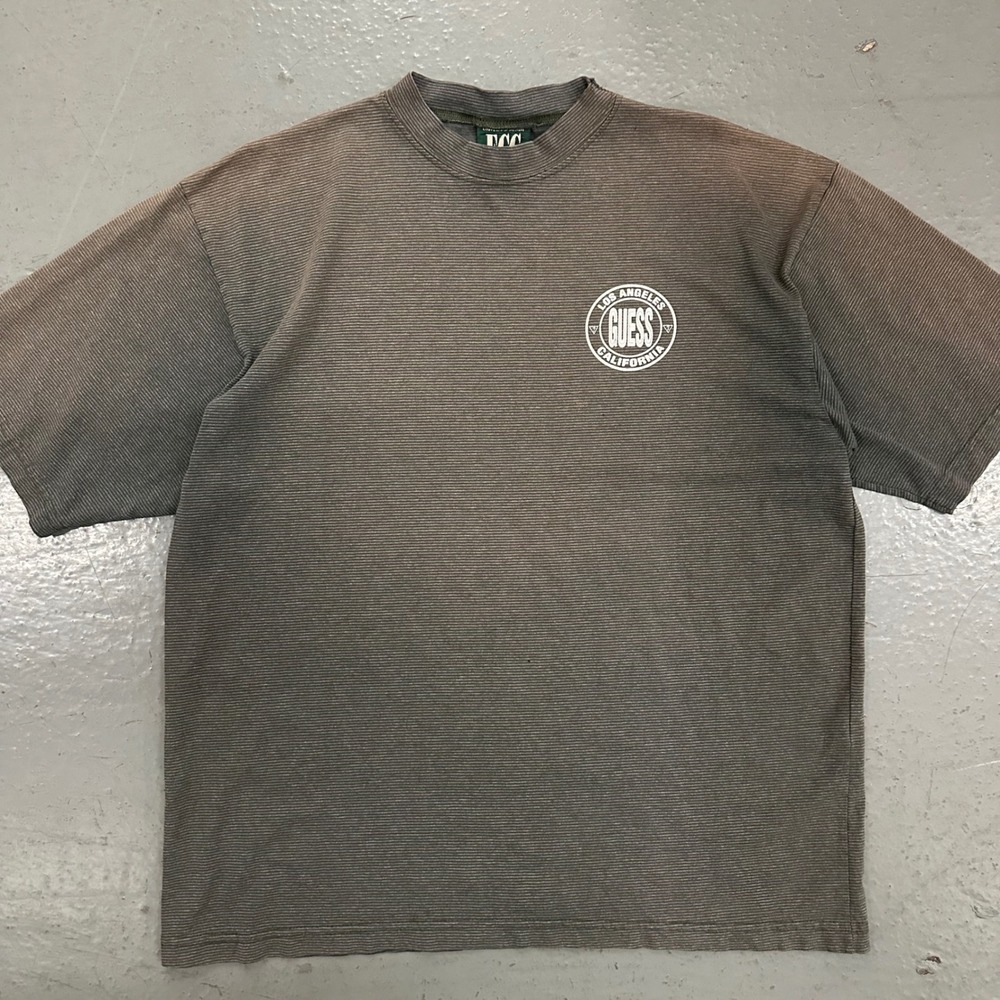 Vintage Guess Mens T Shirt Large Grey Preowned Faded Los Angeles California